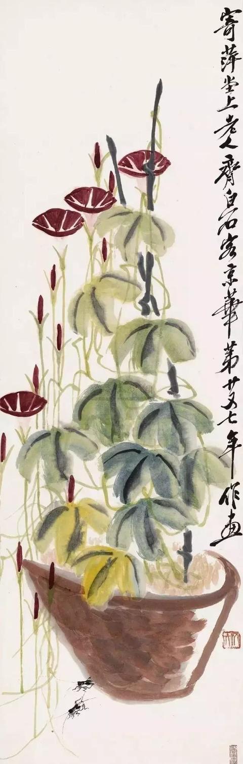 工笔国画牵牛花